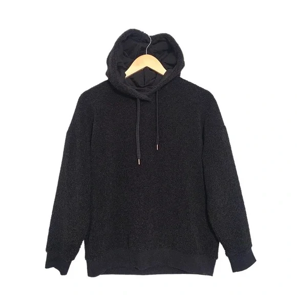 Xersion Tops Xersion Black Sherpa Teddy Hoodie Popcorn